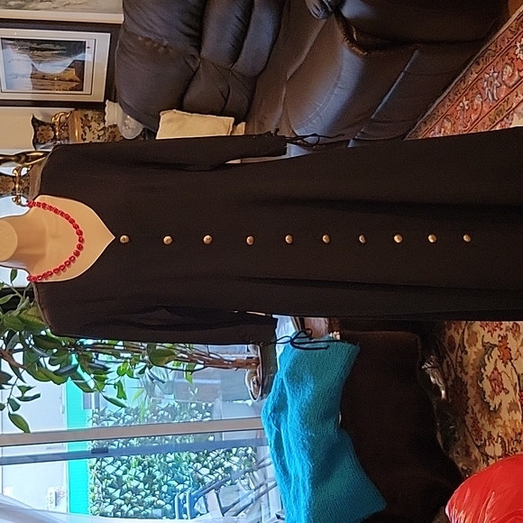 JESSICA 10 Dress Maxi Black Gold buttons - Picture 4 of 14